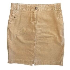 J. Crew Womens Tan Pencil Corduroy Skirt Size 6 Pocket Above Knee Length Casual